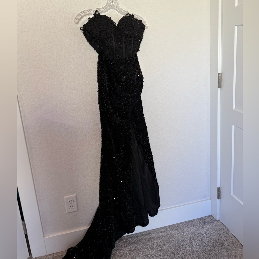 Elegant Black Sequin Evening Gown